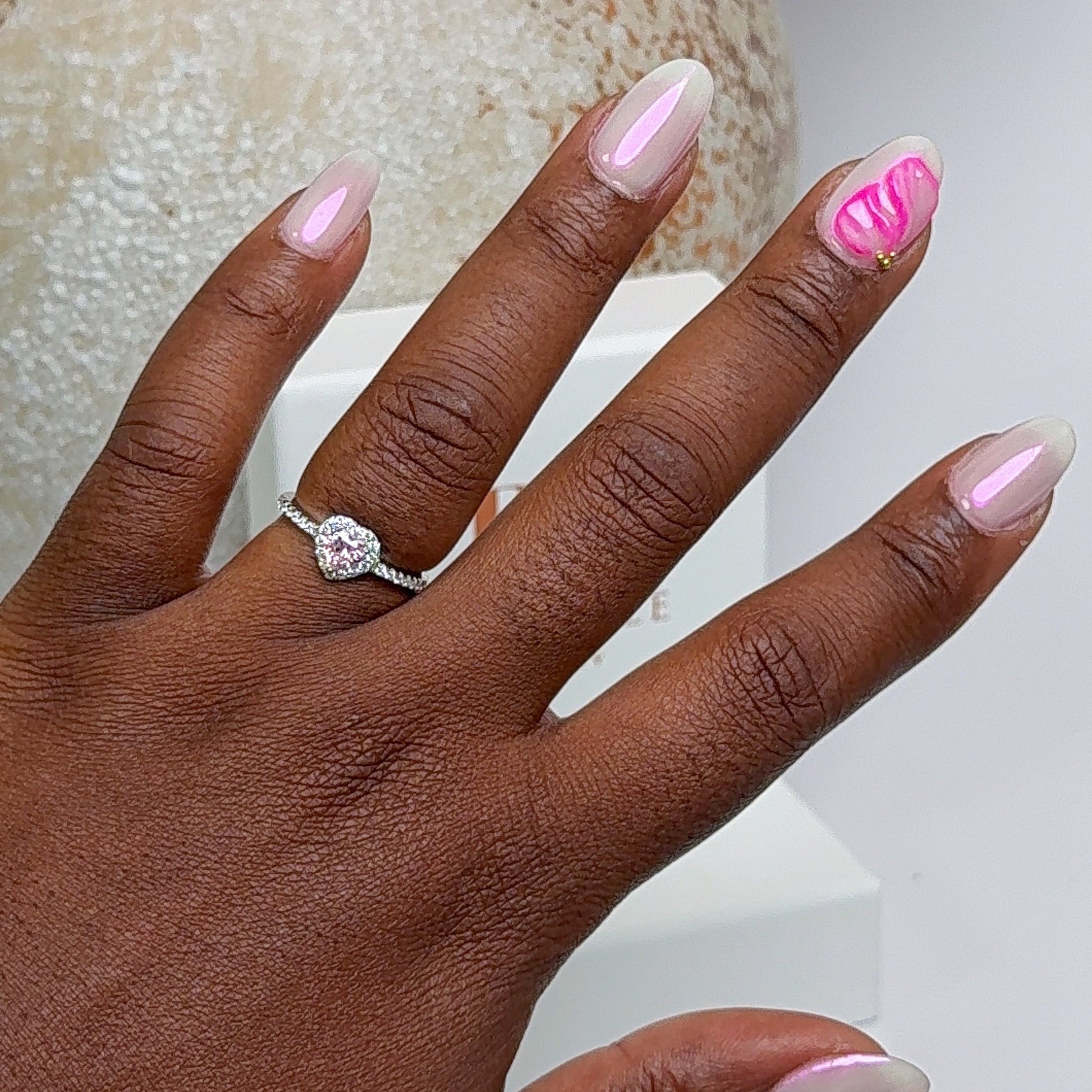 bague en acier plaqué or blanc