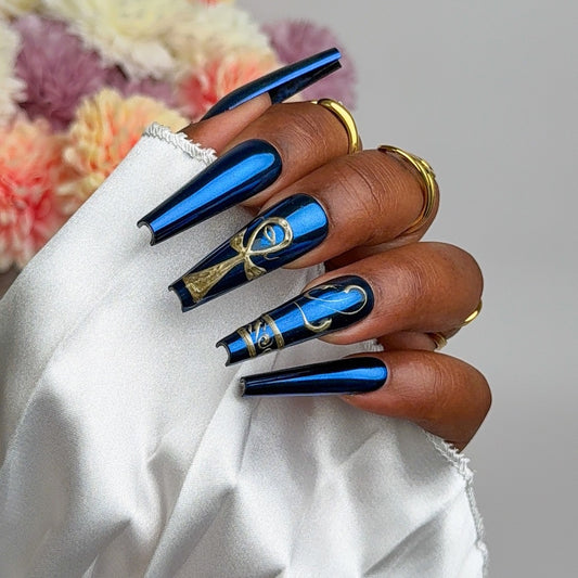 press on nails Anhké, faux ongles, ongles reutilisable. press on nails faits main. ongles bleu électrique