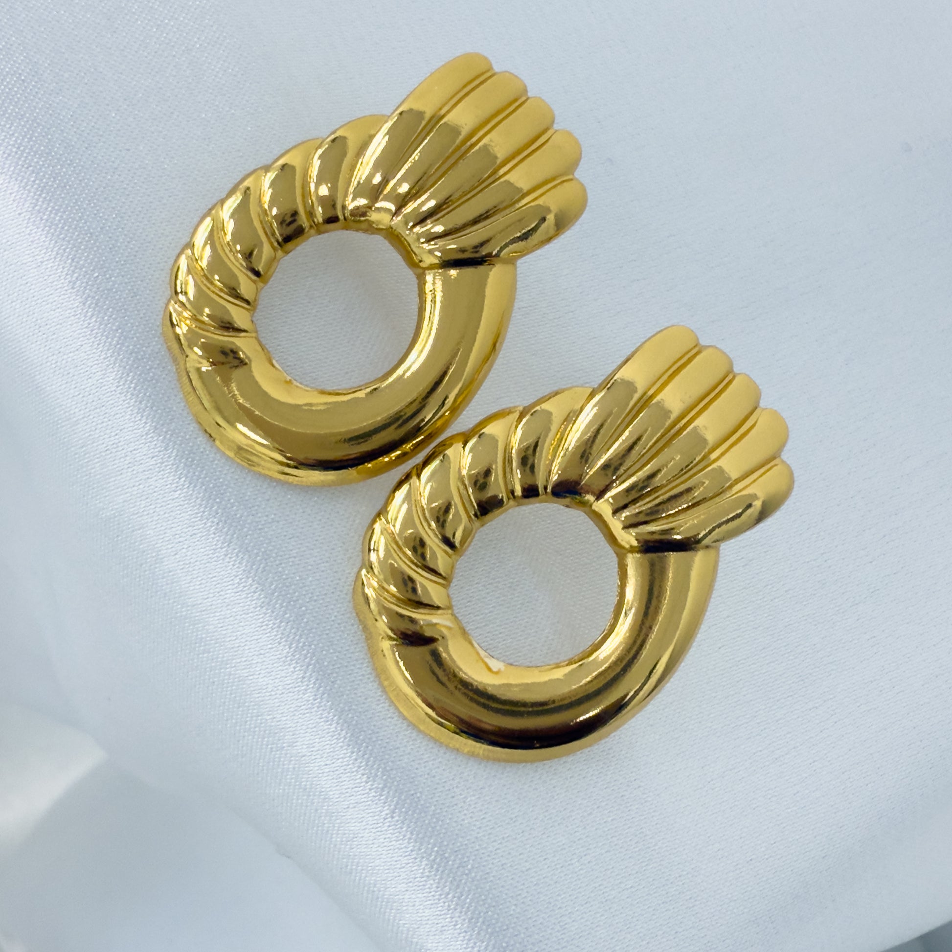 boucles d'oreilles en acier inoxydable plaqué or 18K