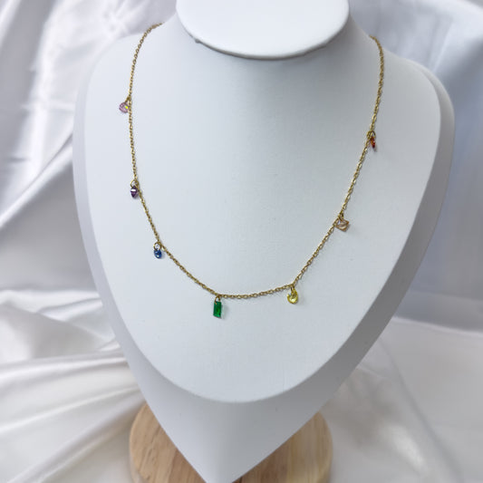 collier femme, bijou en acier inoxydable plaqué or 18K. collier minimaliste